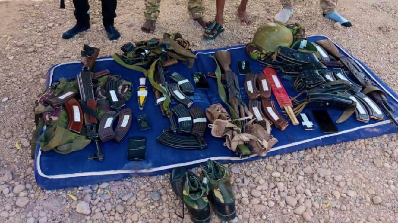 Cache of firearms and ammunition recovered from four suspects in Garissa. PHOTO/COURTESY